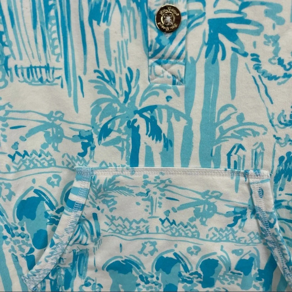 Lilly Pulitzer spring button front pullover blue XS tropical print - Picture 4 of 5